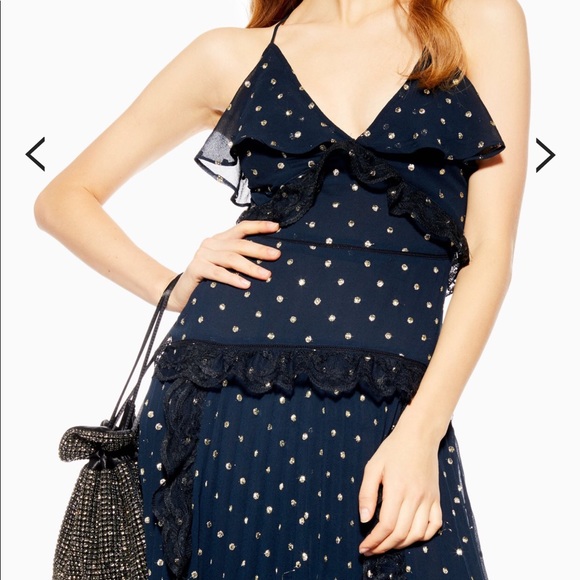 Beautiful lace navy metallic dress - Picture 3 of 7